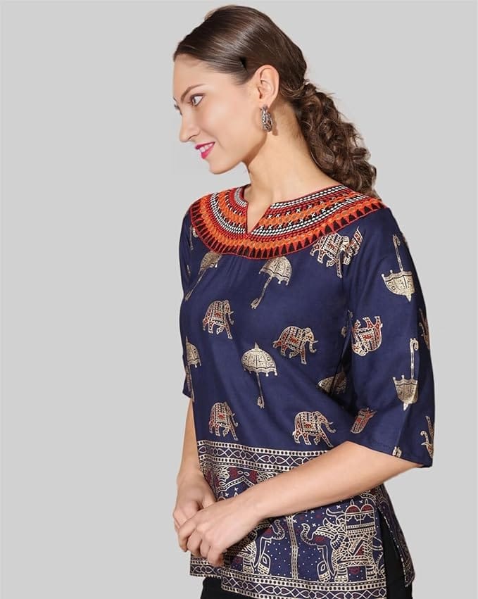 Ukal Summer Fashion Cotton Short Top Tunic Kurti for Women & Girl's