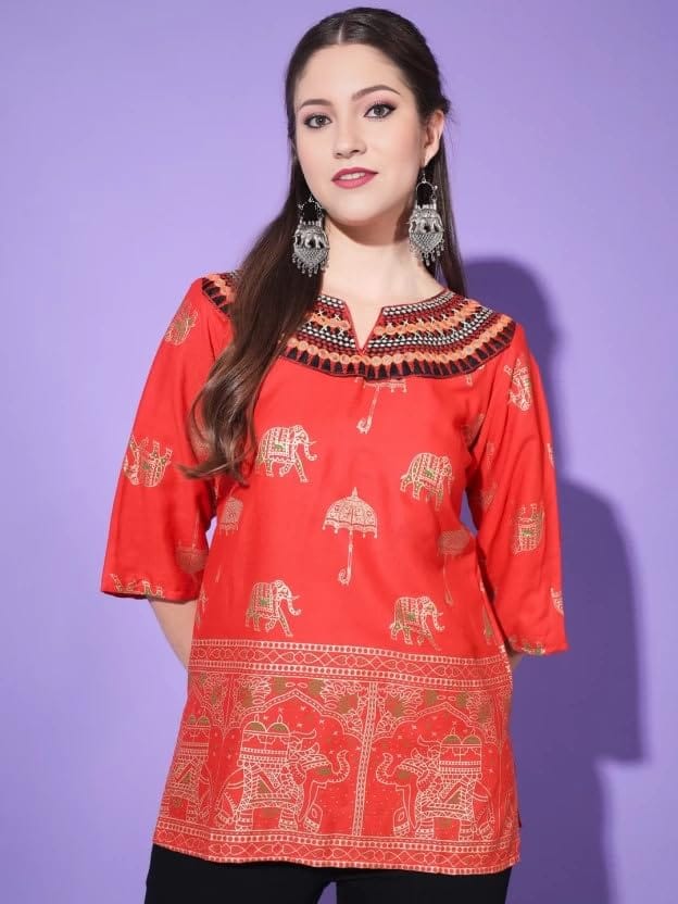 Ukal Summer Fashion Cotton Short Top Tunic Kurti for Women & Girl's