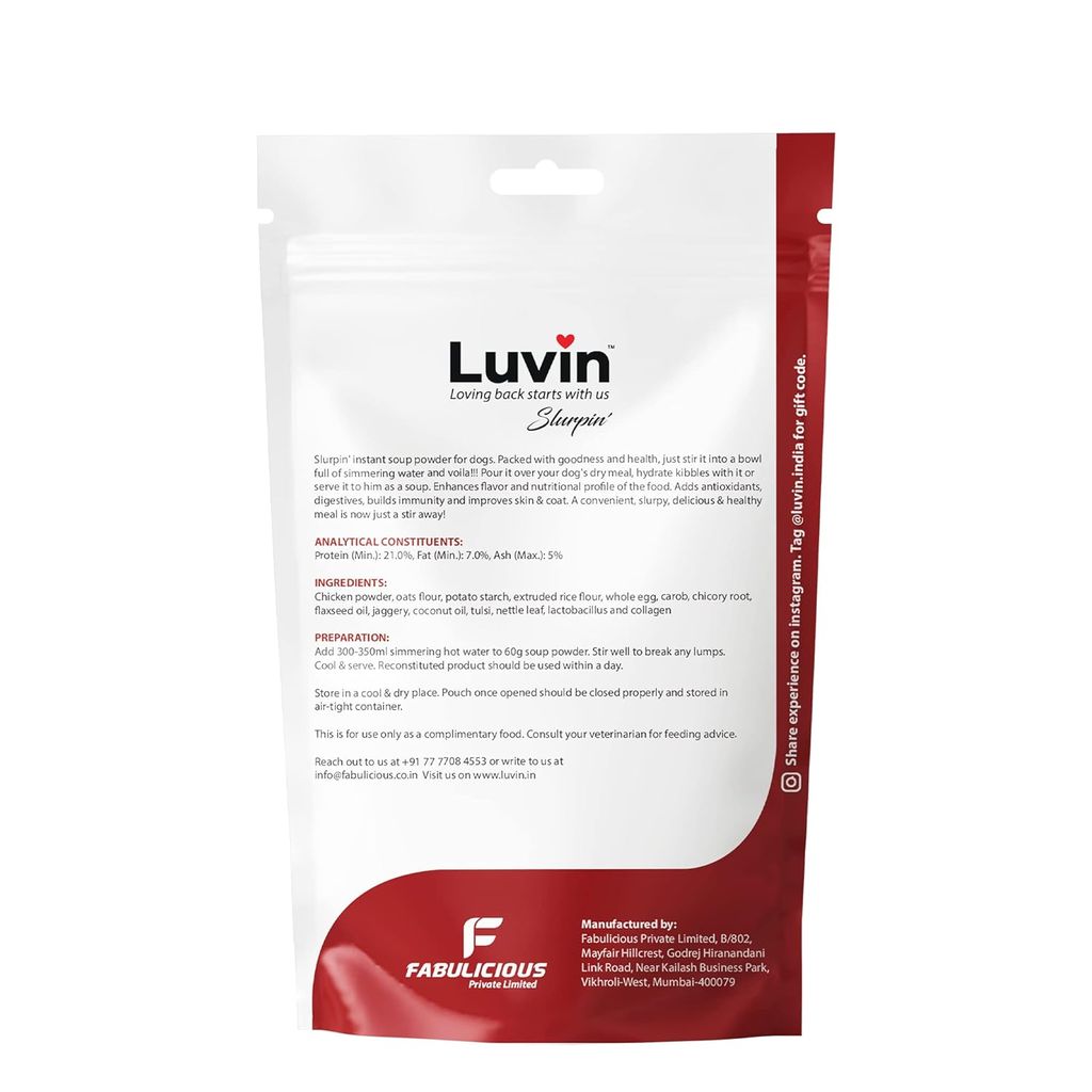 LUVIN Slurpin' Instant Soup Powder for Dogs- 2x120gm