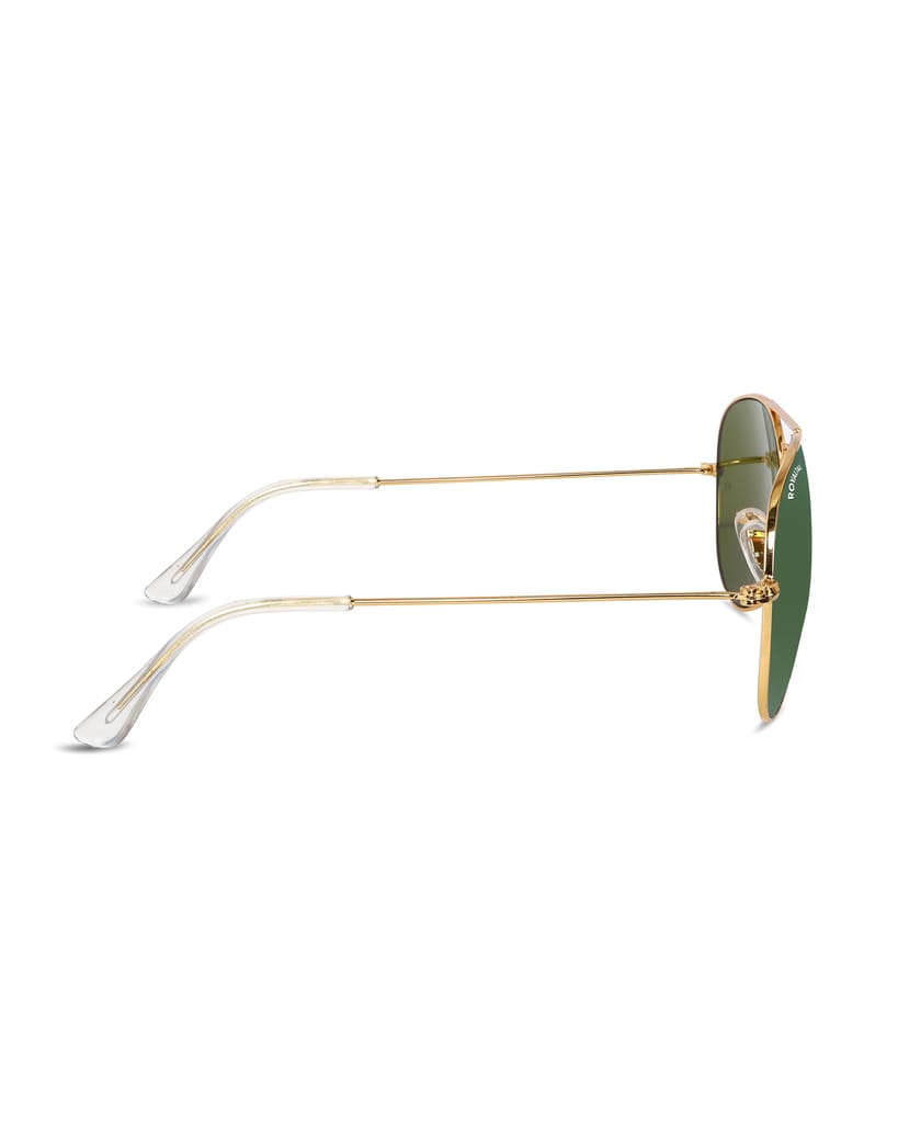 Royaltail Green Classic Glass and Gold Frame Aviator Sunglasses For Men and Women