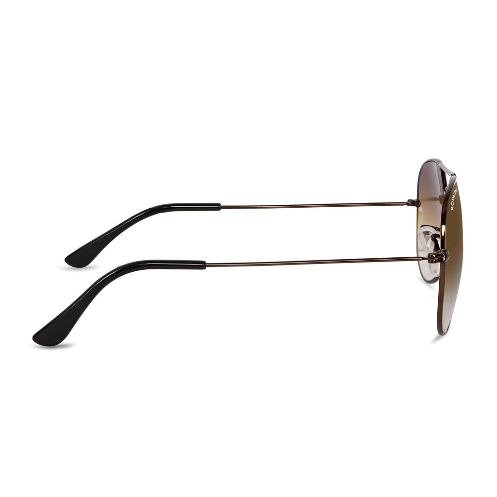 Royaltail Dark Brown Gradient Glass and Brown Frame Aviator Sunglasses For Men and Women