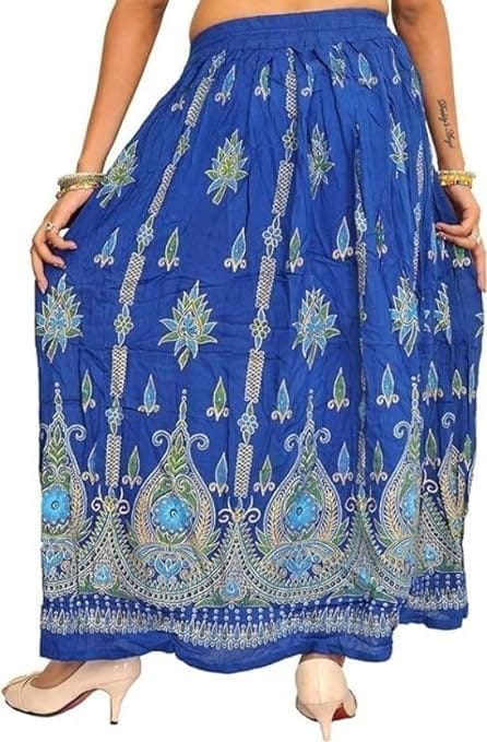Ukal Traditional Long Skirt Lehenga with Printed Flowers and Embroidered Sequins for Women's and Girl's