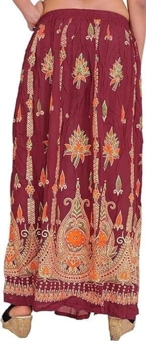 Ukal Traditional Long Skirt Lehenga with Printed Flowers and Embroidered Sequins for Women's and Girl's