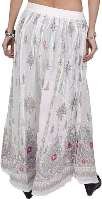 Ukal Traditional Long Skirt Lehenga with Printed Flowers and Embroidered Sequins for Women's and Girl's