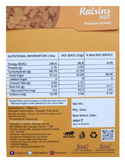FOODNUTRA Healthy Raisins Quality kishmish mango choco dip (200g)