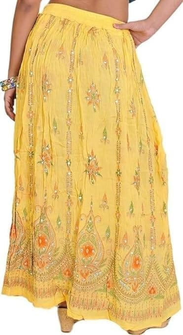 Ukal Traditional Long Skirt Lehenga with Printed Flowers and Embroidered Sequins for Women's and Girl's