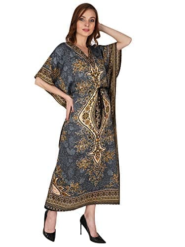Ukal Women's Polyester Paisley Maxi Kaftan