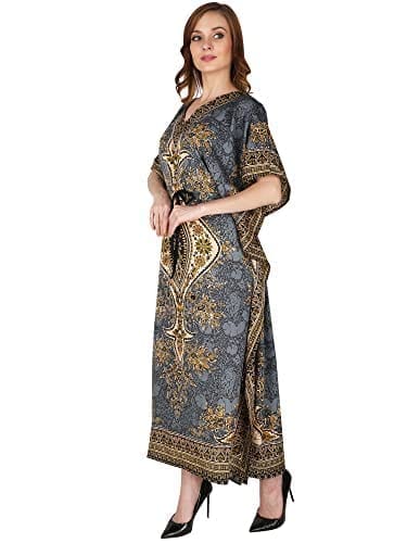 Ukal Women's Polyester Paisley Maxi Kaftan