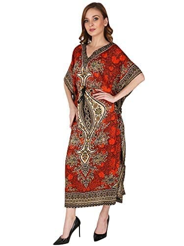 Ukal Women's Polyester Paisley Maxi Kaftan