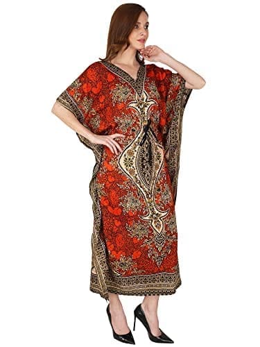 Ukal Women's Polyester Paisley Maxi Kaftan