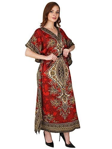 Ukal Women's Polyester Paisley Maxi Kaftan