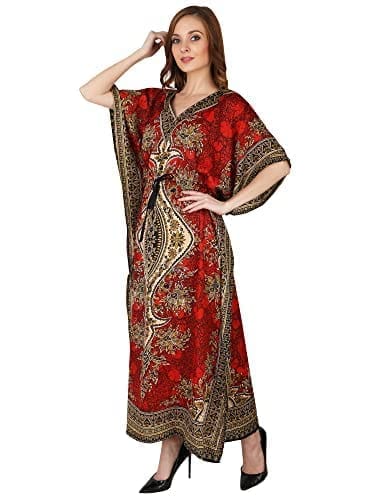 Ukal Women's Polyester Paisley Maxi Kaftan