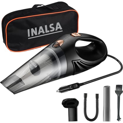 INALSA Wireless Mini Vacuum for Car,Strong 5.5KPA Suction Power,HEPA Filtration, USB Rechargeable,2-in-1 Wet & Dry Cordless Portable Vacuum Cleaner,Black(Free Carry Bag)-Carworx CL INALSA Wireless Mini Vacuum for Car,Strong 5.5KPA Suction Power,HEPA Filtration, USB Rechargeable,2-in-1 Wet & Dry Cordless Portable Vacuum Cleaner,Black(Free Carry Bag)-Carworx CL