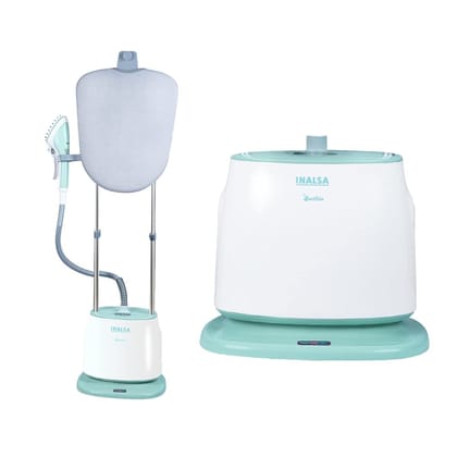 INALSA Garment Steamer Professional Series Swiftix -1600W with 1.6L Detachable Water Tank & Multi-Angle Ironing Board|5 Mode Variable Steam Control with Digital Display, Support Mat,(White/Green) INALSA Garment Steamer Professional Series Swiftix -1600W with 1.6L Detachable Water Tank & Multi-Angle Ironing Board|5 Mode Variable Steam Control with Digital Display, Support Mat,(White/Green)