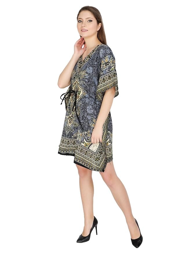 Ukal Women Fashion Short Kaftan Paisley Prined Tunic Tank Top Night Kaftan