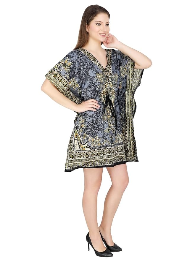 Ukal Women Fashion Short Kaftan Paisley Prined Tunic Tank Top Night Kaftan