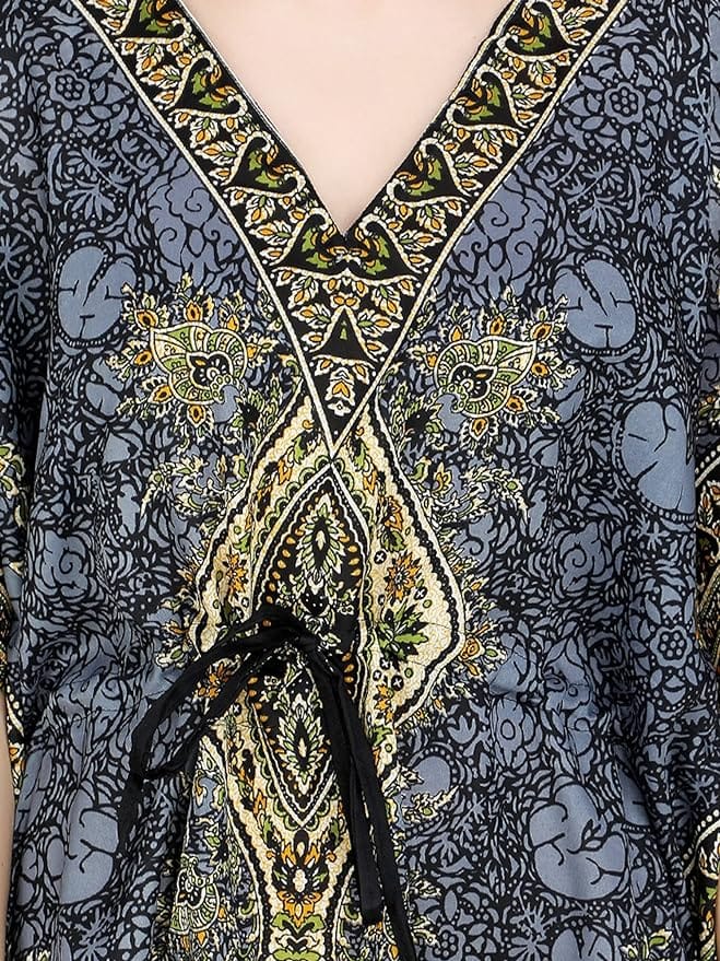 Ukal Women Fashion Short Kaftan Paisley Prined Tunic Tank Top Night Kaftan