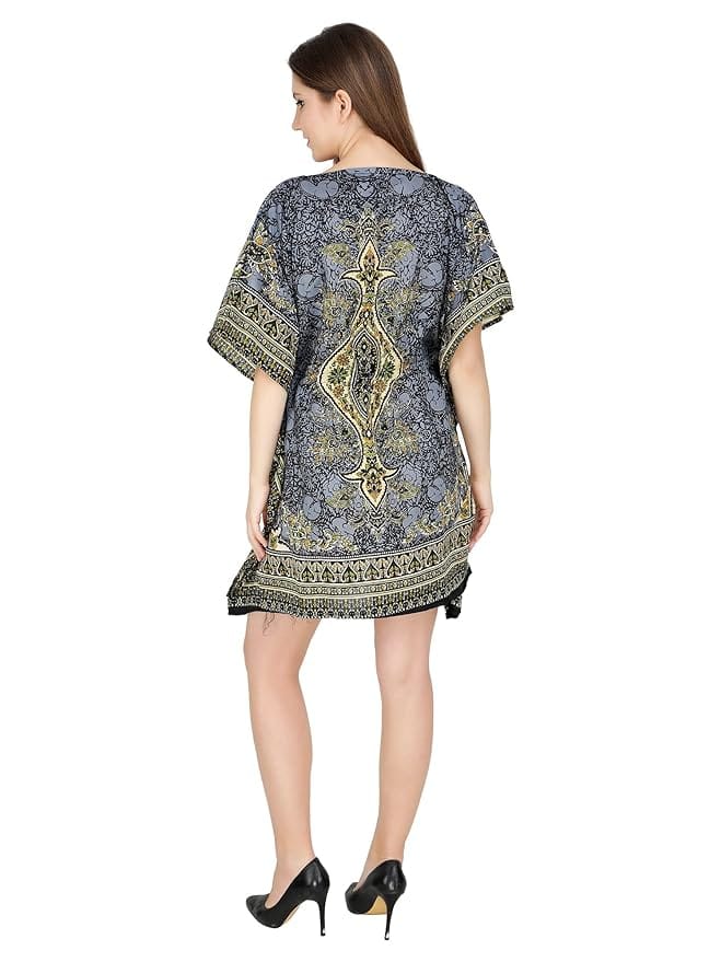 Ukal Women Fashion Short Kaftan Paisley Prined Tunic Tank Top Night Kaftan