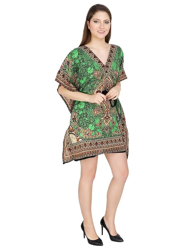 Ukal Women Fashion Short Kaftan Paisley Prined Tunic Tank Top Night Kaftan