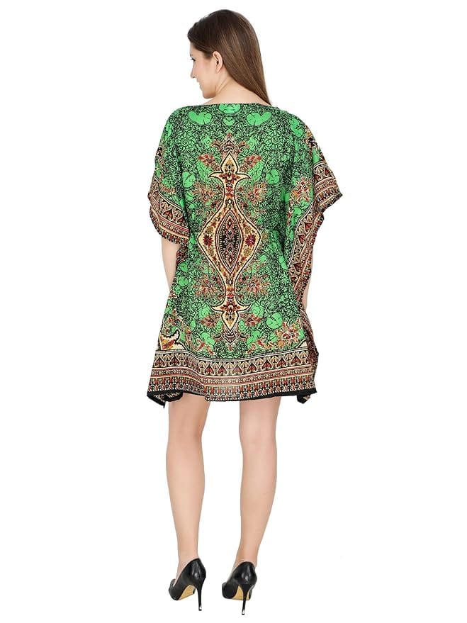 Ukal Women Fashion Short Kaftan Paisley Prined Tunic Tank Top Night Kaftan