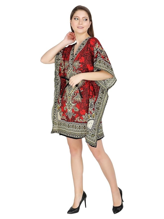 Ukal Women Fashion Short Kaftan Paisley Prined Tunic Tank Top Night Kaftan