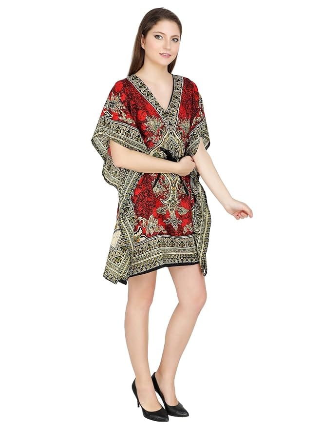 Ukal Women Fashion Short Kaftan Paisley Prined Tunic Tank Top Night Kaftan