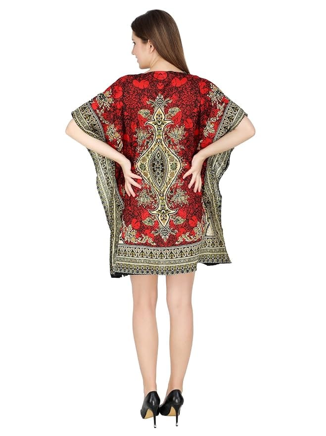 Ukal Women Fashion Short Kaftan Paisley Prined Tunic Tank Top Night Kaftan