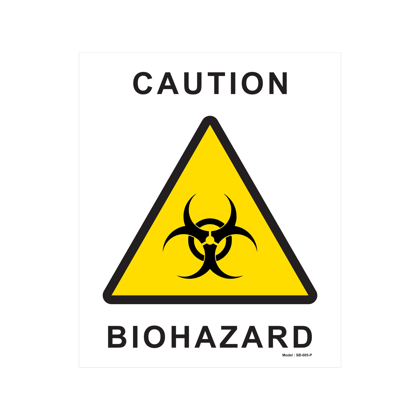 Biohazard Caution Sticker with Yellow Triangle Symbol - High-Visibility Safety Labels - Horizontal (Pack of 5, A4, A3) - Waterproof