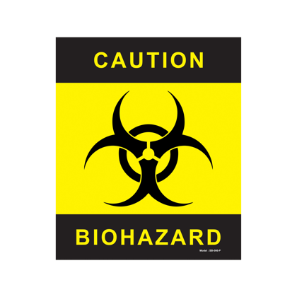 Biohazard Caution Sticker with Black and Yellow Symbol - High-Visibility Safety Labels - Horizontal (Pack of 5, A4, A3)  - Waterproof