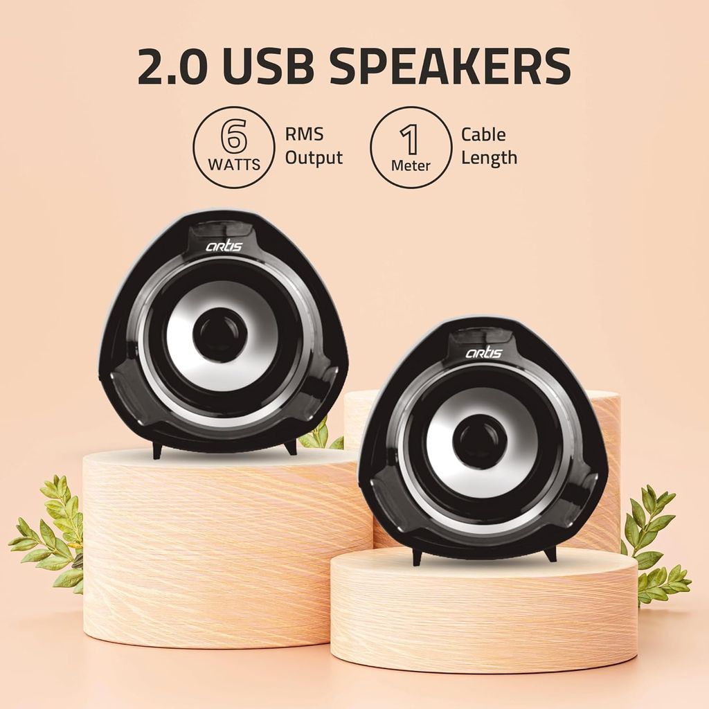 Artis S9 2.0 USB Multimedia Speakers (Black) | 6W RMS Output