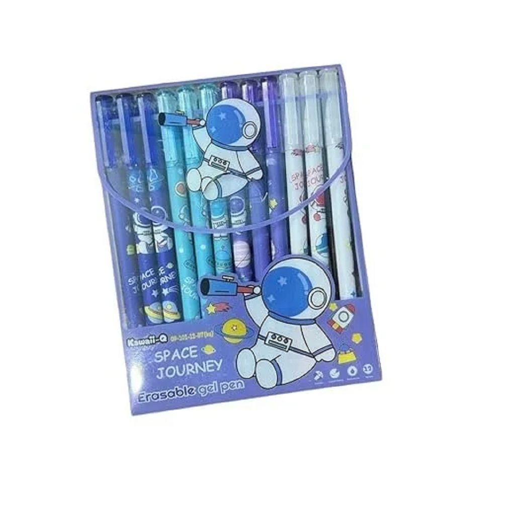 KTRS ENTERPRISE 12pcs/lot Cute Cartoon Astronaut Shaped Neutral Erasable Pen 0.5mm Black Gel Pens Washable Handle for Writing School Stationery - Stationery | Buy online on ZillyBuy