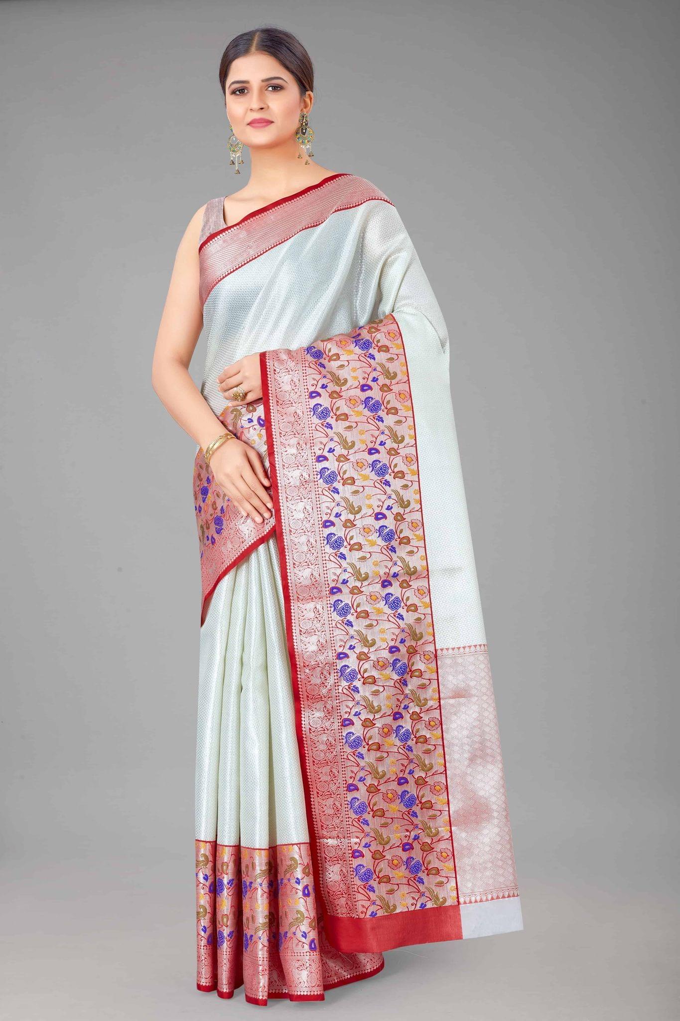 Women's Pure Kanjeevaram Woven Grey Saree