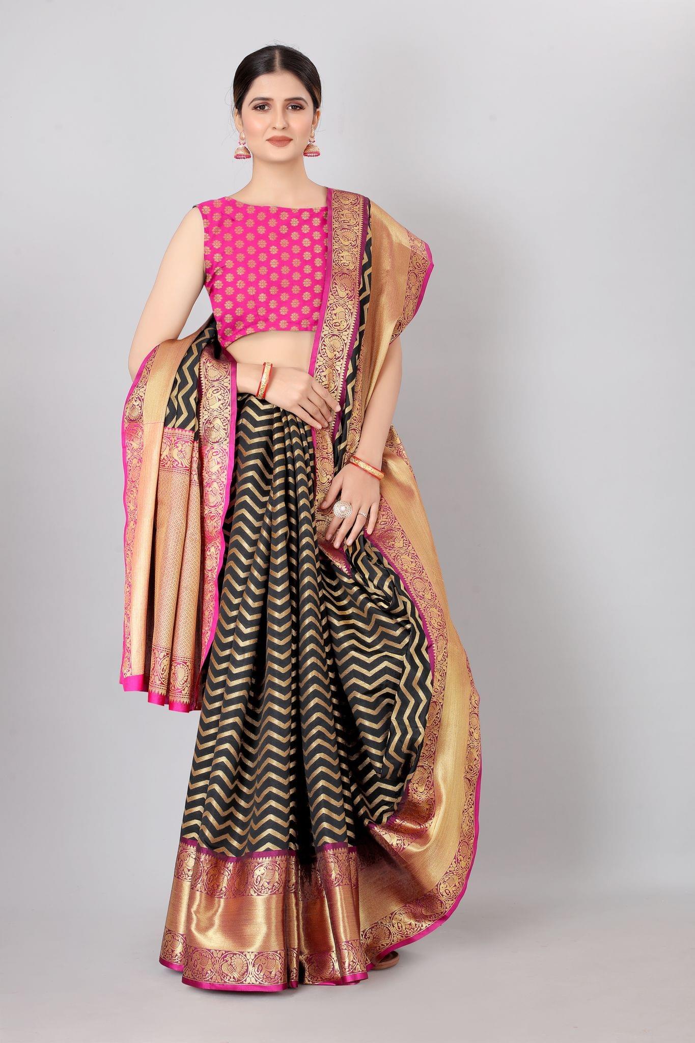 Designer Heavy Border Weaving Work With Rich Pallu &amp; Broad Daman