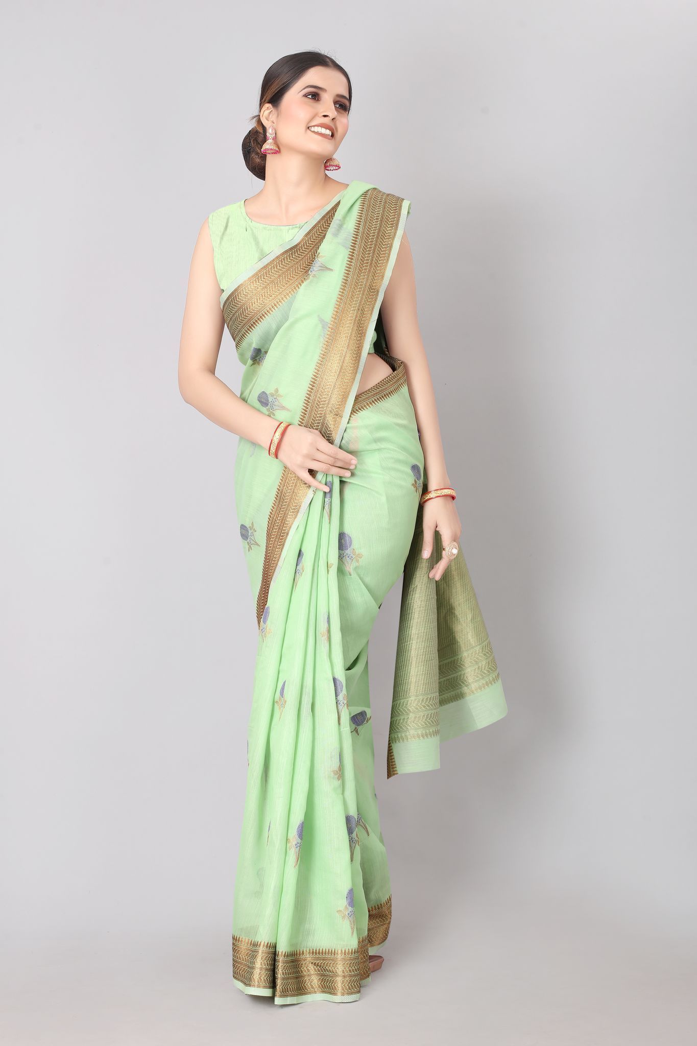 Women Linen Weaving Work Saree