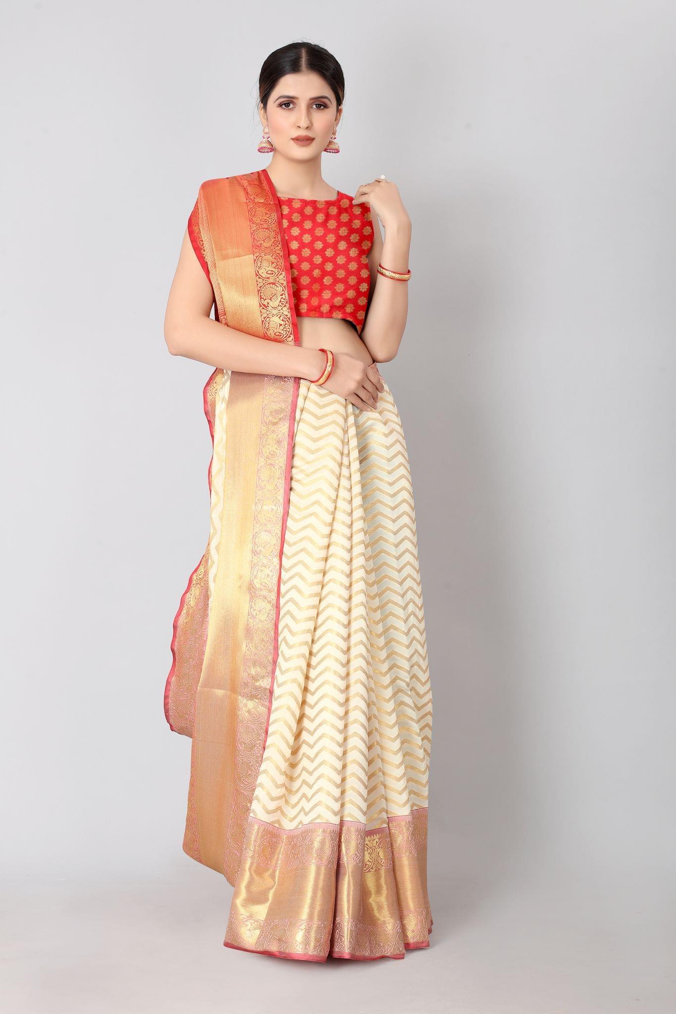Designer Heavy Border Weaving Work With Rich Pallu &amp; Broad Daman