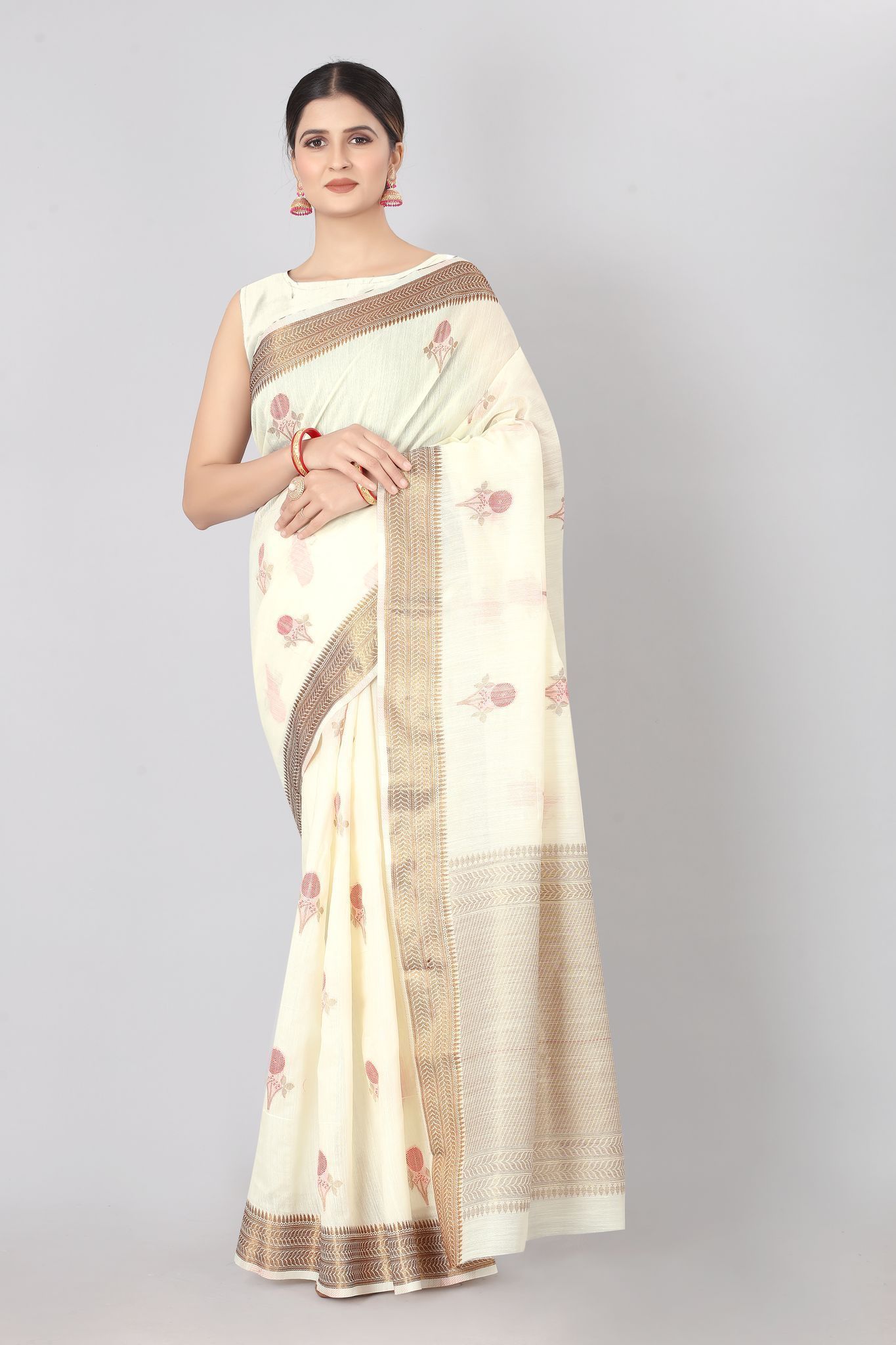Women Linen Weaving Work Saree