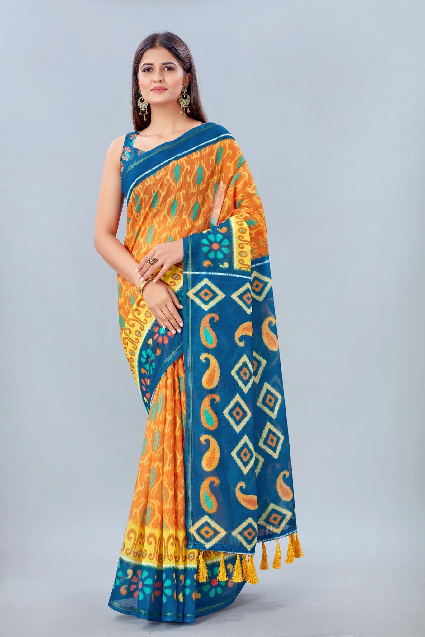 Women's Pure Cotton Floral Digital Print Multicolor Saree