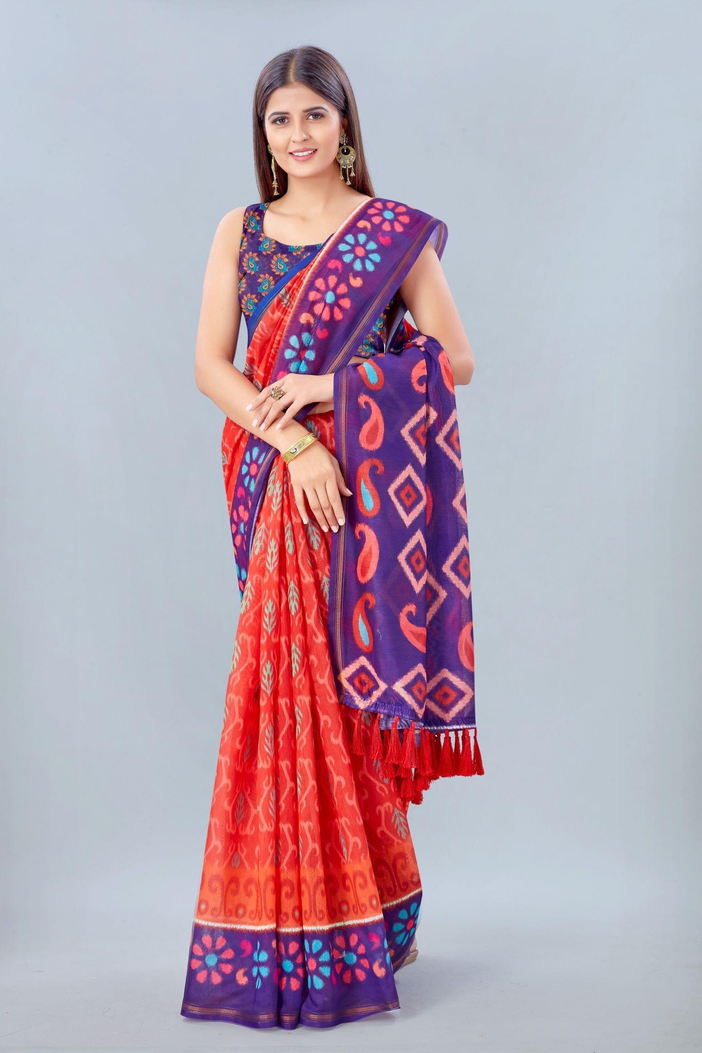 Women's Pure Cotton Floral Digital Print Multicolor Saree