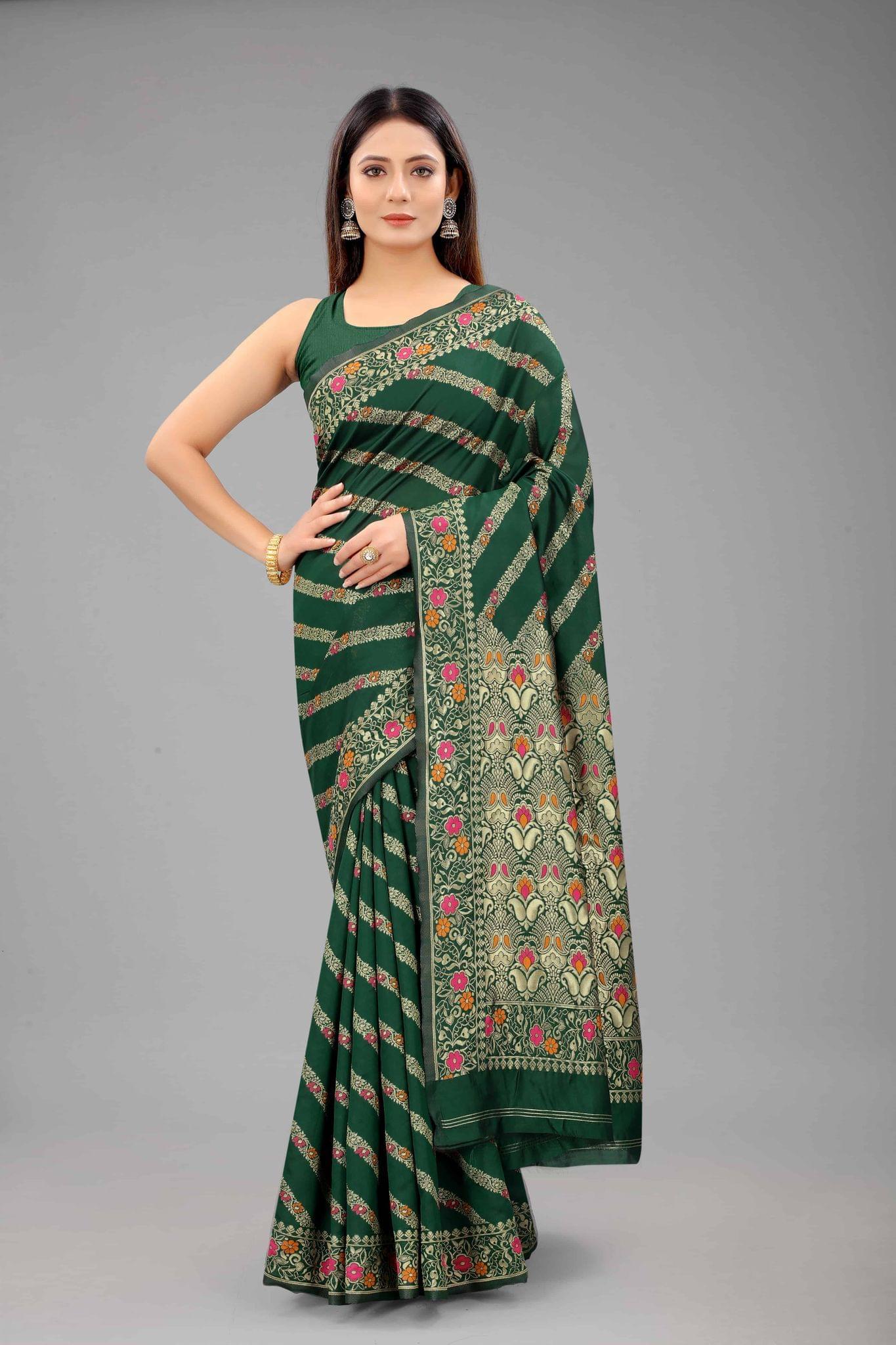 Women's Banarasi Art Silk Saree With Unstiched Blouse Piece