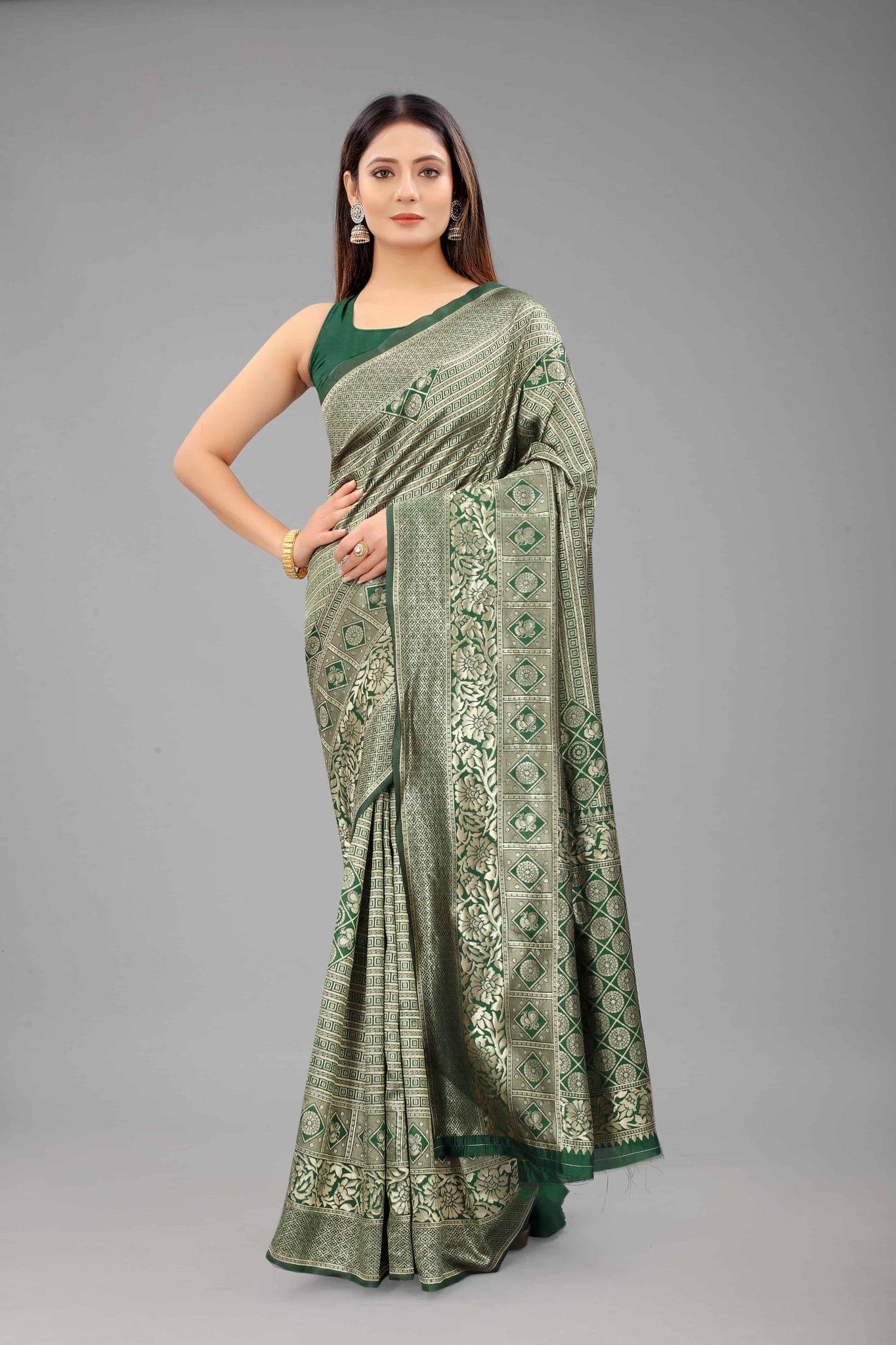 Women's Banarasi Art Silk Saree With Unstiched Blouse Piece
