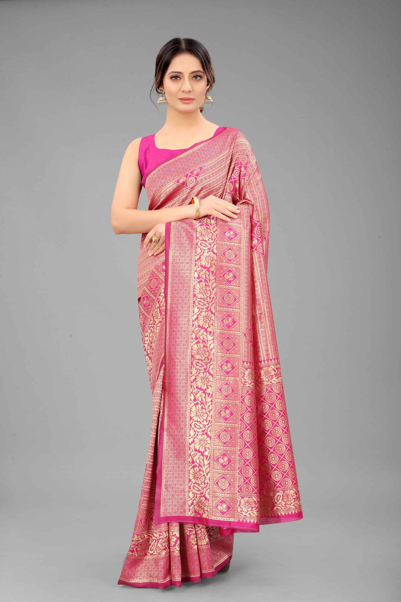 Women's Banarasi Art Silk Saree With Unstiched Blouse Piece