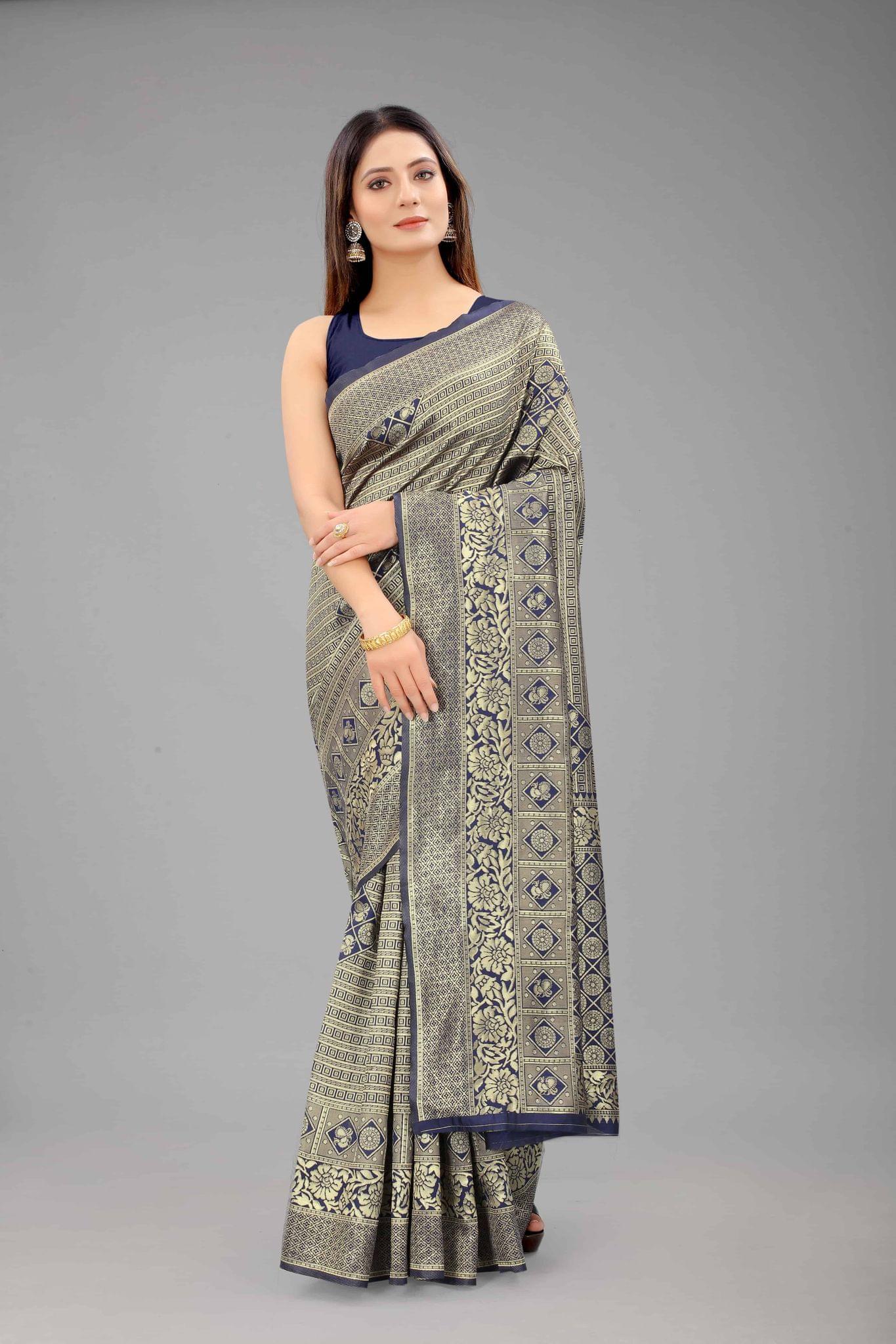 Women's Banarasi Art Silk Saree With Unstiched Blouse Piece