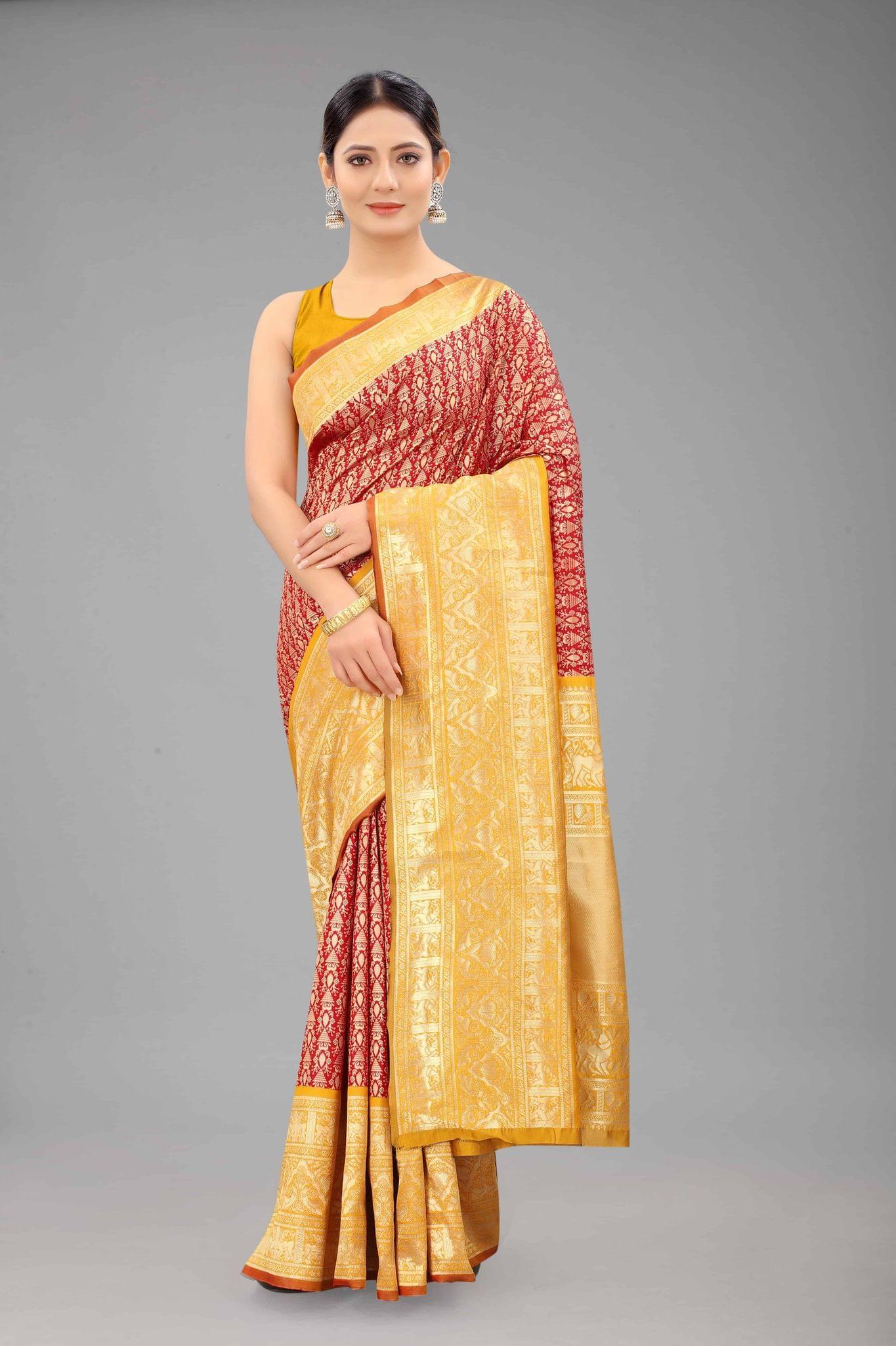 Women's Banarasi Art Silk Saree With Unstiched Blouse Piece