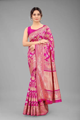 Women's Banarasi Art Silk Saree With Unstiched Blouse Piece