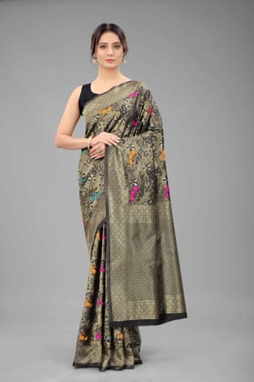 Women's Banarasi Art Silk Saree With Unstiched Blouse Piece