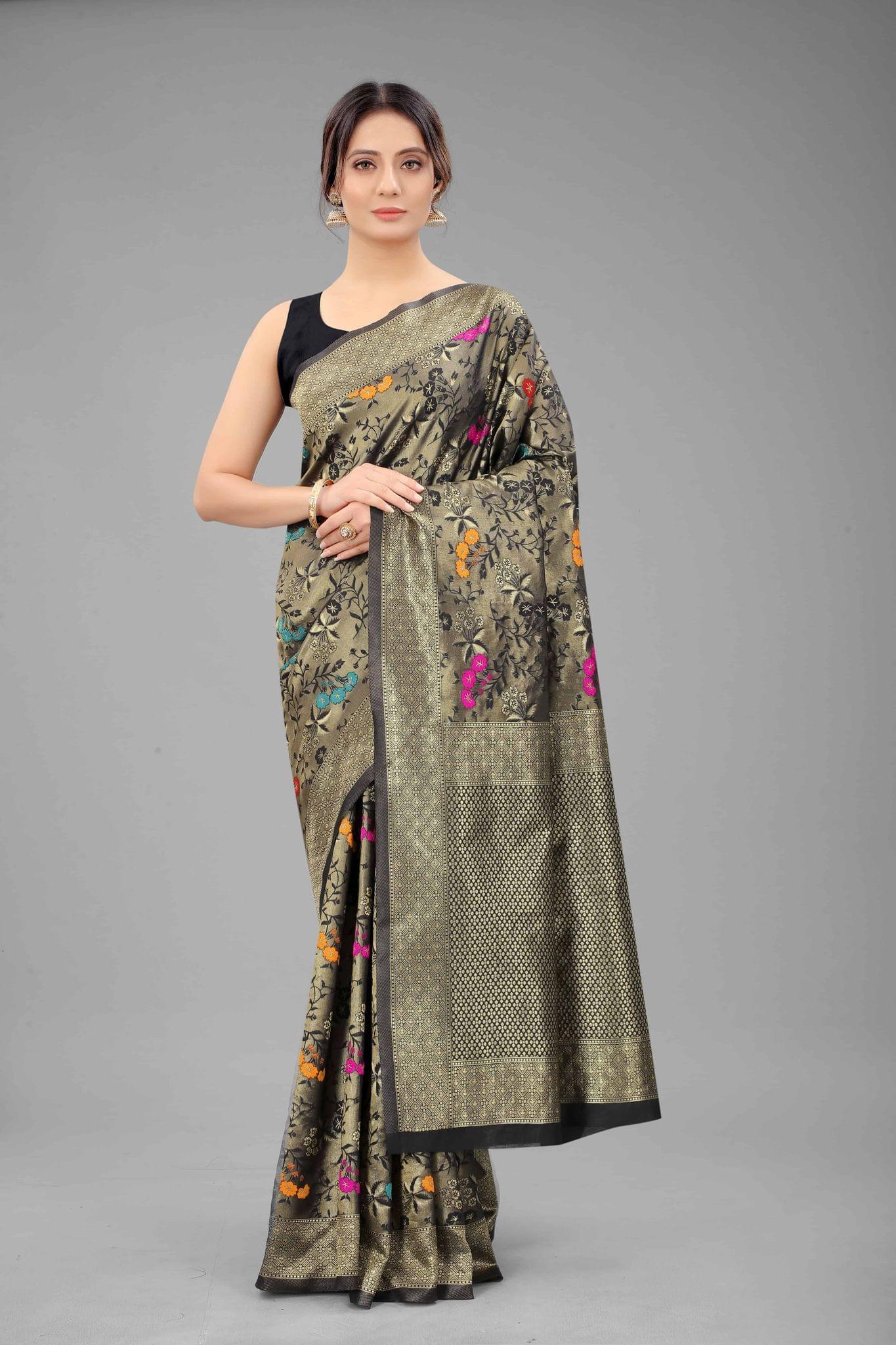 Women's Banarasi Art Silk Saree With Unstiched Blouse Piece