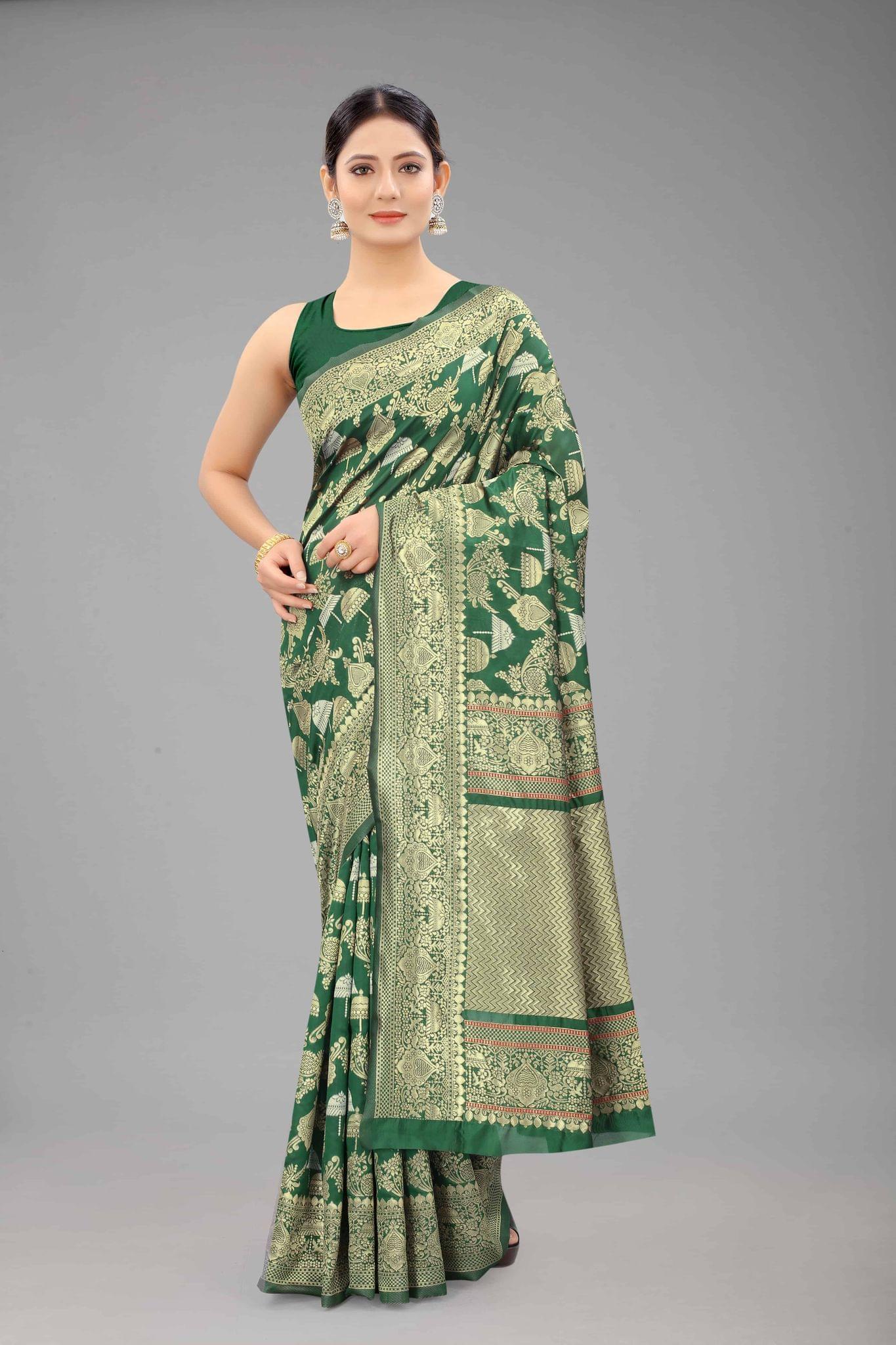 Women's Banarasi Art Silk Saree With Unstiched Blouse Piece