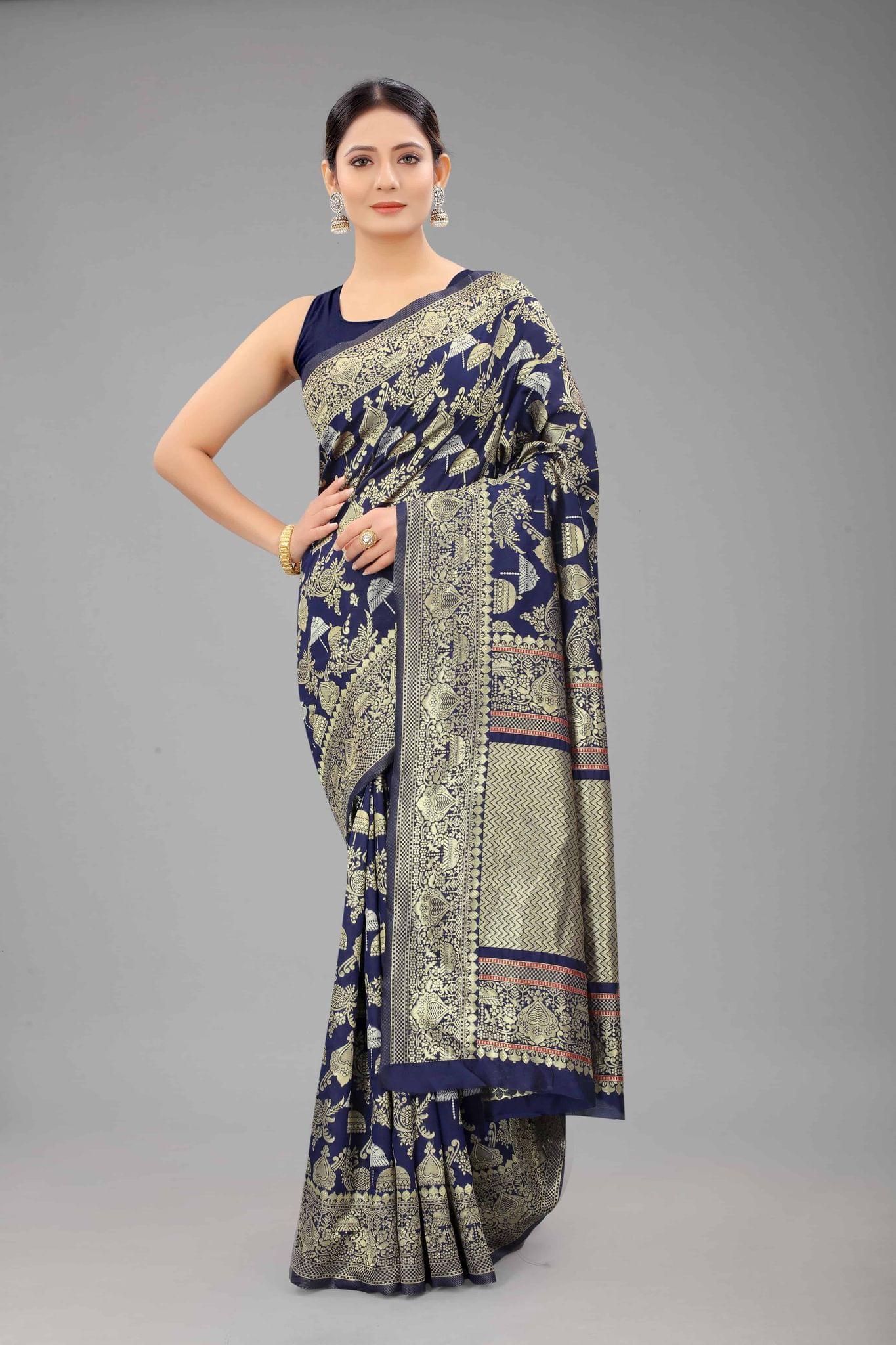 Women's Banarasi Art Silk Saree With Unstiched Blouse Piece