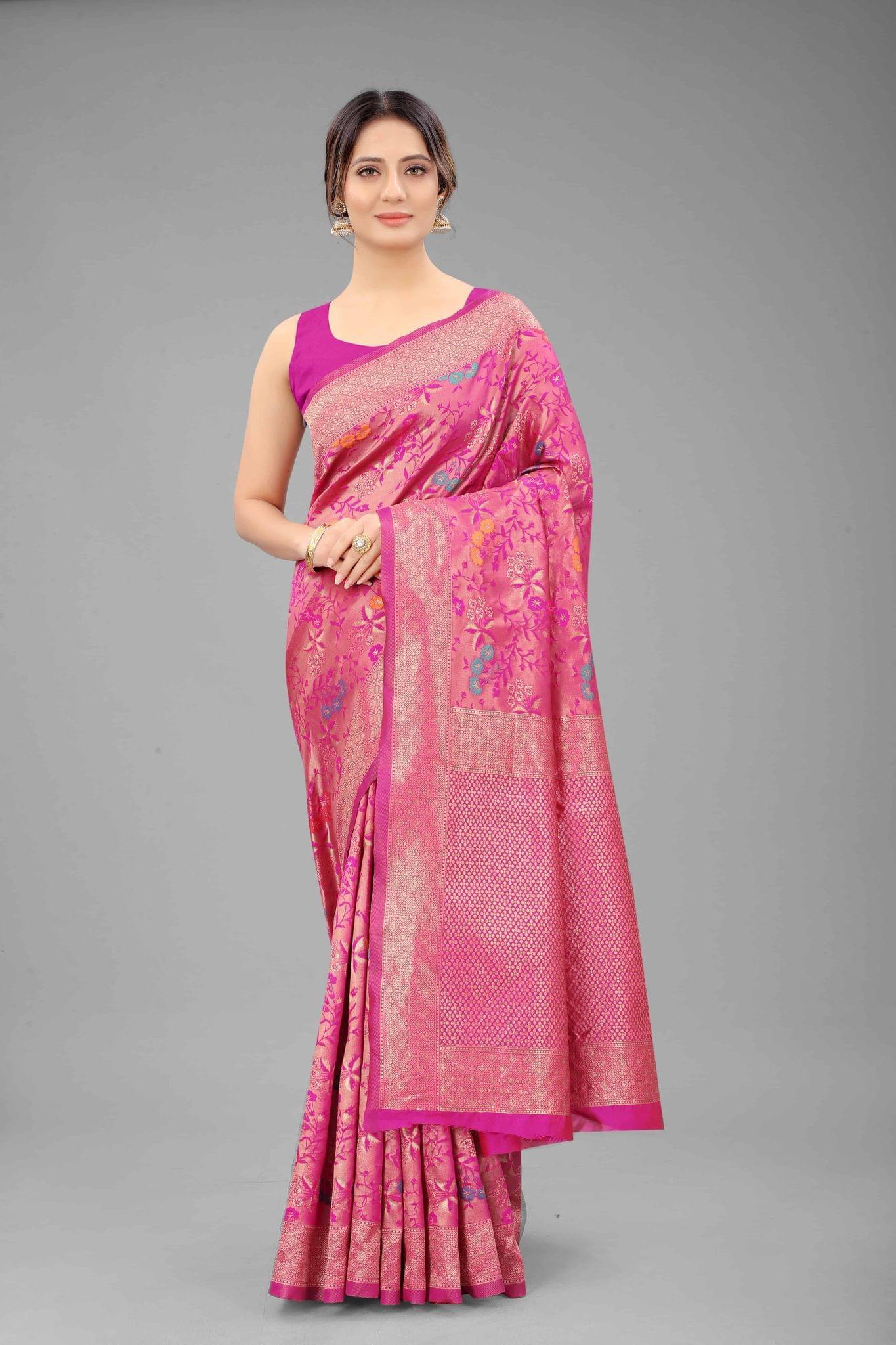 Women's Banarasi Art Silk Saree With Unstiched Blouse Piece