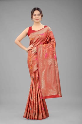 Women's Banarasi Art Silk Saree With Unstiched Blouse Piece